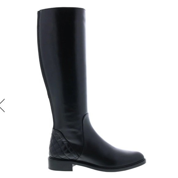 Aquatalia Geneva Calf Elastic Womens Black Leather Zipper Knee High Boots - Picture 1 of 16